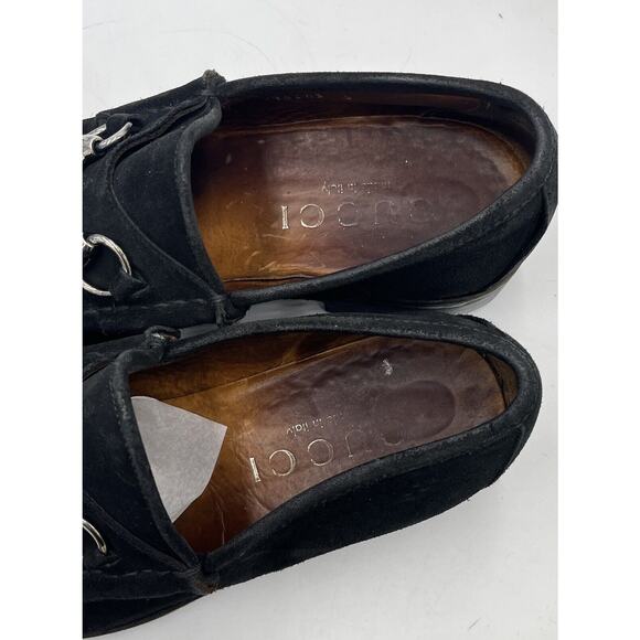 Gucci Women 1955 Horsebit Accent Black Suede Lugged Sole Loafers Size: 5D - Picture 4 of 16